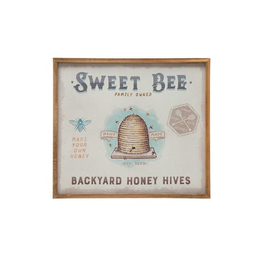 Sweet Bee Backyard Honey Hives Wood Framed Canvas Wall Décor